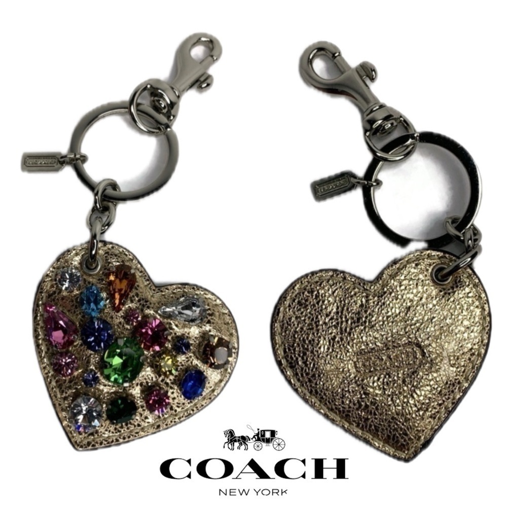 ❤️ Coach Multicolored Jewel Crystal HEART Keychain - Picture 8 of 8